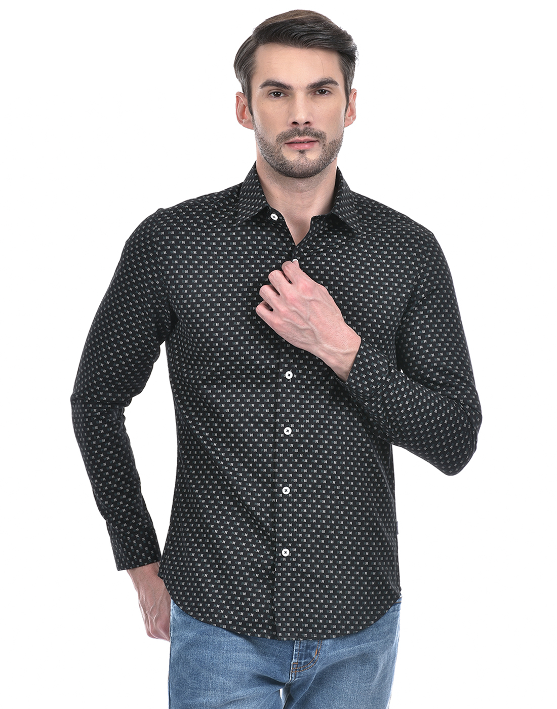 Numero Uno Men Abstract Blue Shirt